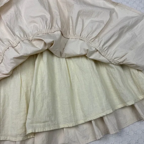 Princess Polly Mini Dress Womens 4 Cream Smocked Tiered Puff Sleeve Cottagecore - Picture 5 of 8